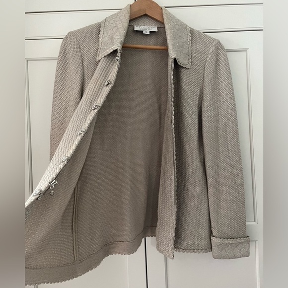 St. John Silver Textured Blazer - Picture 6 of 14